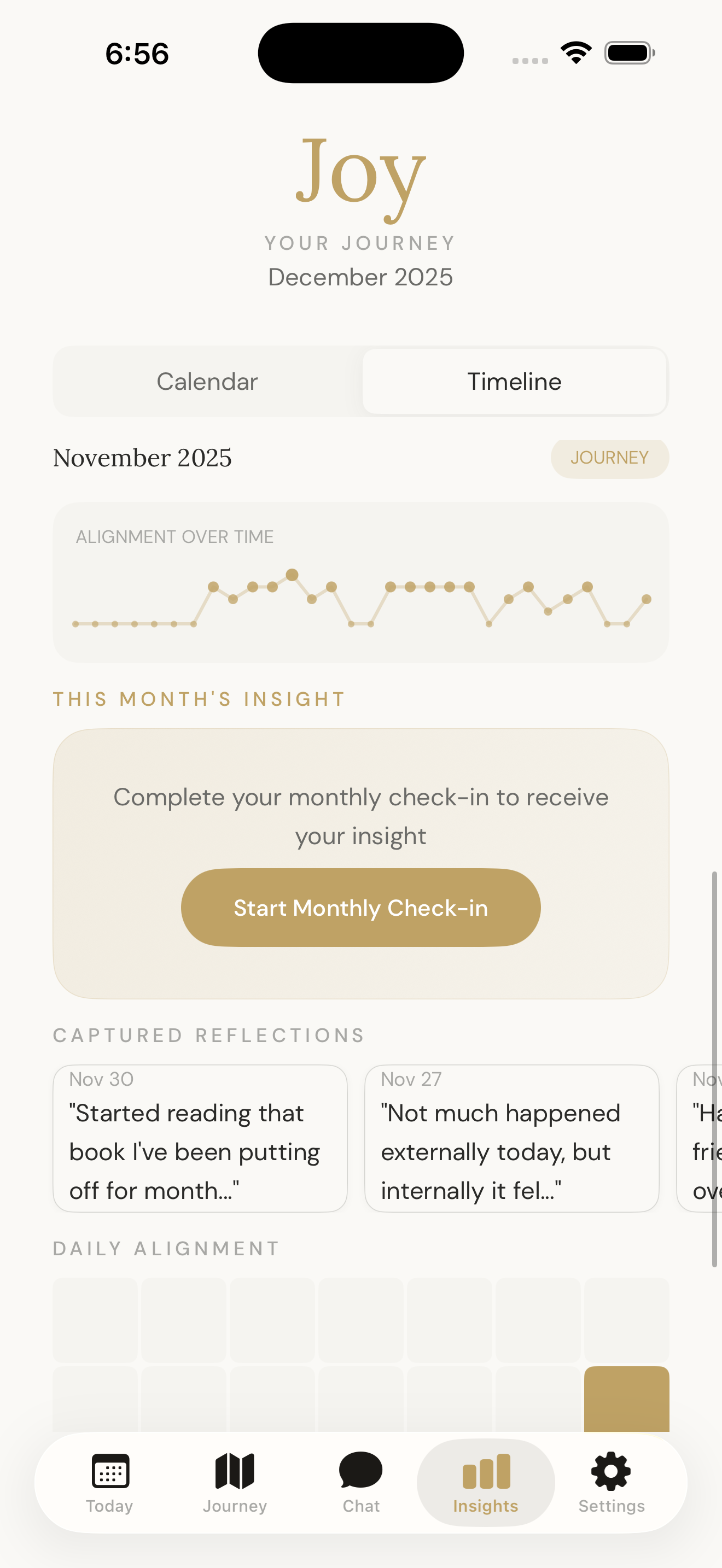 Insights and progress screen